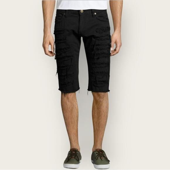 EUC | Robin’s Jeans | Distressed Bermuda Shorts | Black | Size 40 - Picture 1 of 16